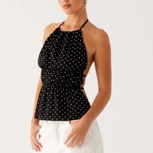 Peppermayo - Sergio Halter Top - Black Polka Dot top